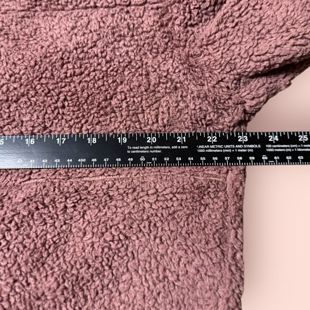 PINK Victoria’s Secret Sherpa Quarter Zip Pullover Sweatshirt Mauve Cozy Fleece - Picture 9 of 11